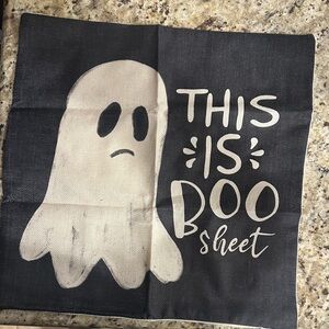 Black and White Ghost Print Pillow Cover